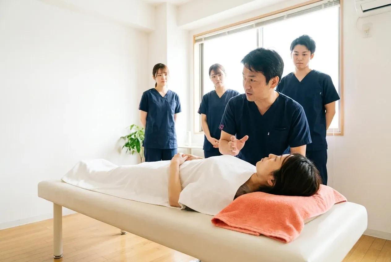 院長だけが説明し、後ろで見ているスタッフ
